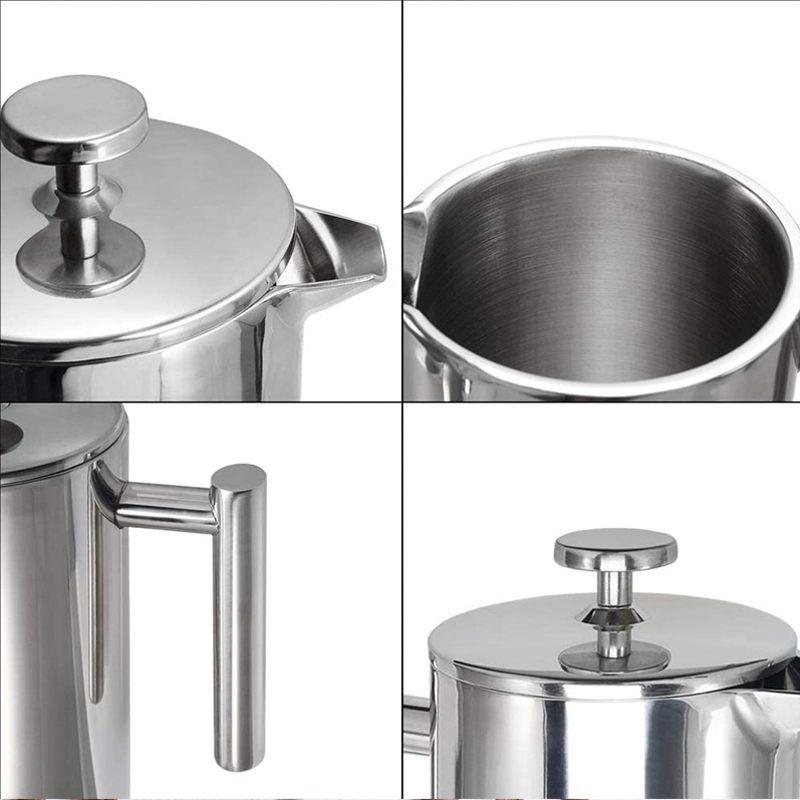 Food Grade Stainless Steel 4 Filter Layer French Press Coffee Maker