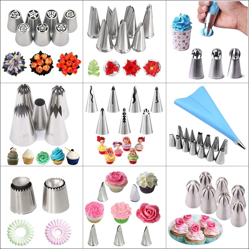 Multi Shape Cake Decorating Stainless Steel Piping Tips, Piping Nozzles