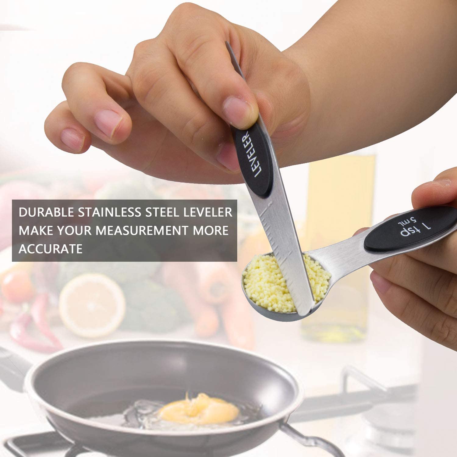 Premium Magnetic Double Ended Stainless Steel Measuring Spoons Set