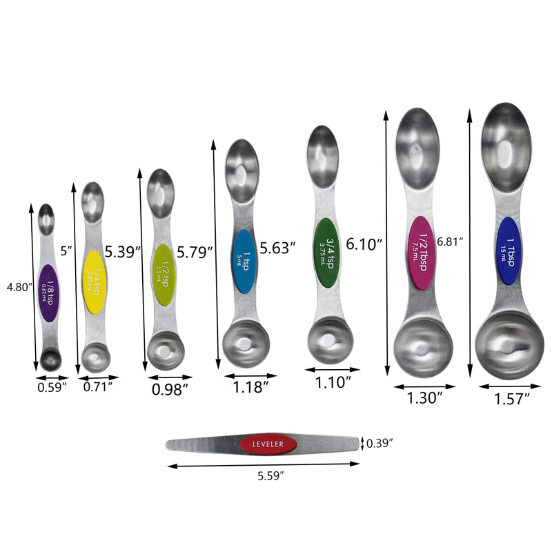 Premium Magnetic Double Ended Stainless Steel Measuring Spoons Set