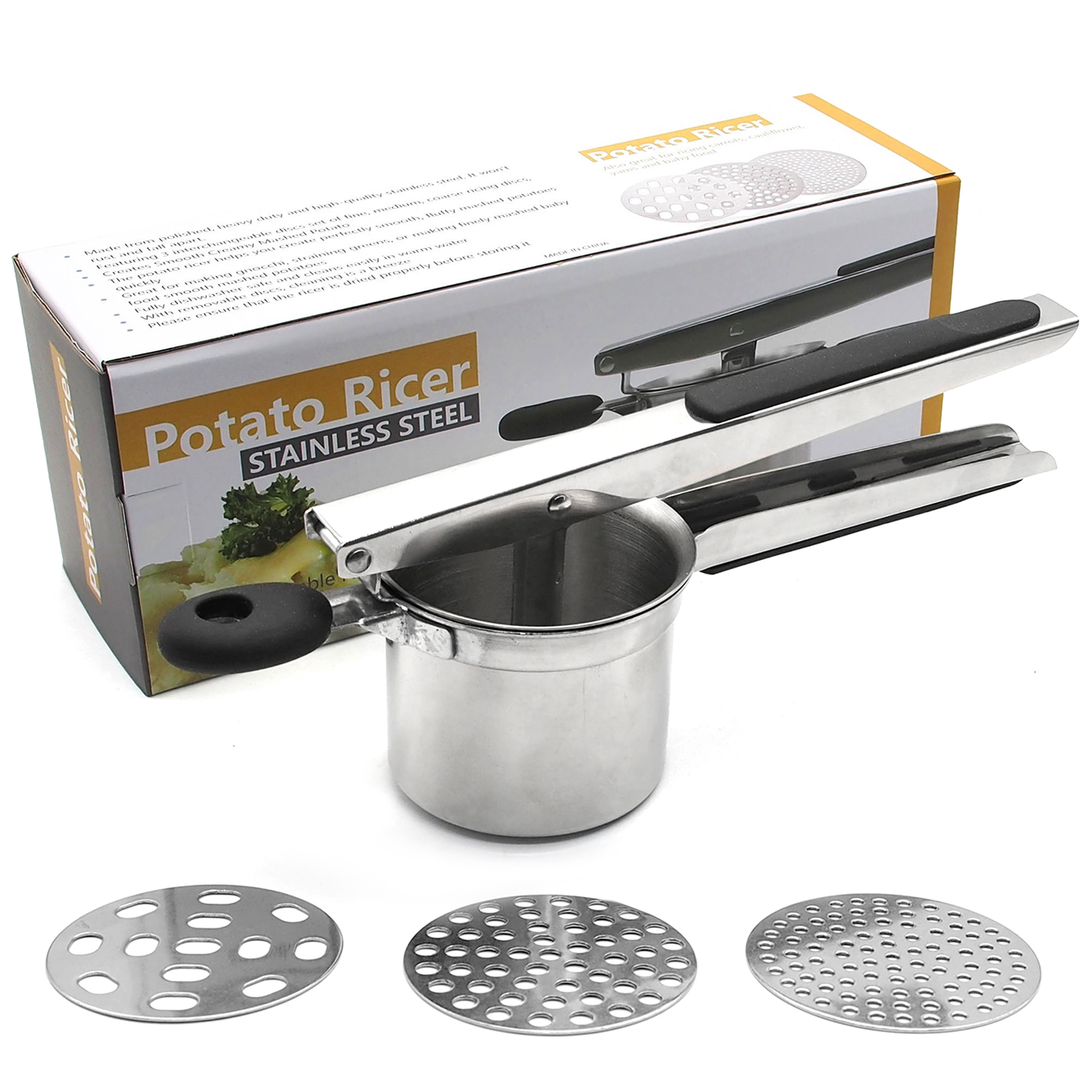 Hot Sale Kitchen Tool Stainless Steel Potato or Fruit Masher & Presser