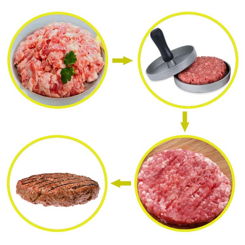 Non Stick Aluminum Alloy Hand Made Hamburger Press for Meat Pie Making