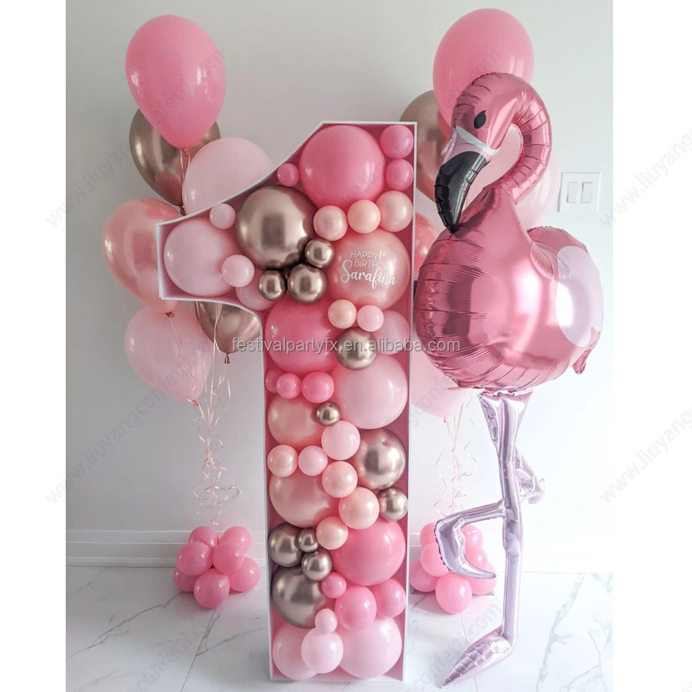 Diy Large Fillable Letters Mosaic Balloon Frame Custom Number Balloon Stand Box Birthday Wedding Party Decorations
