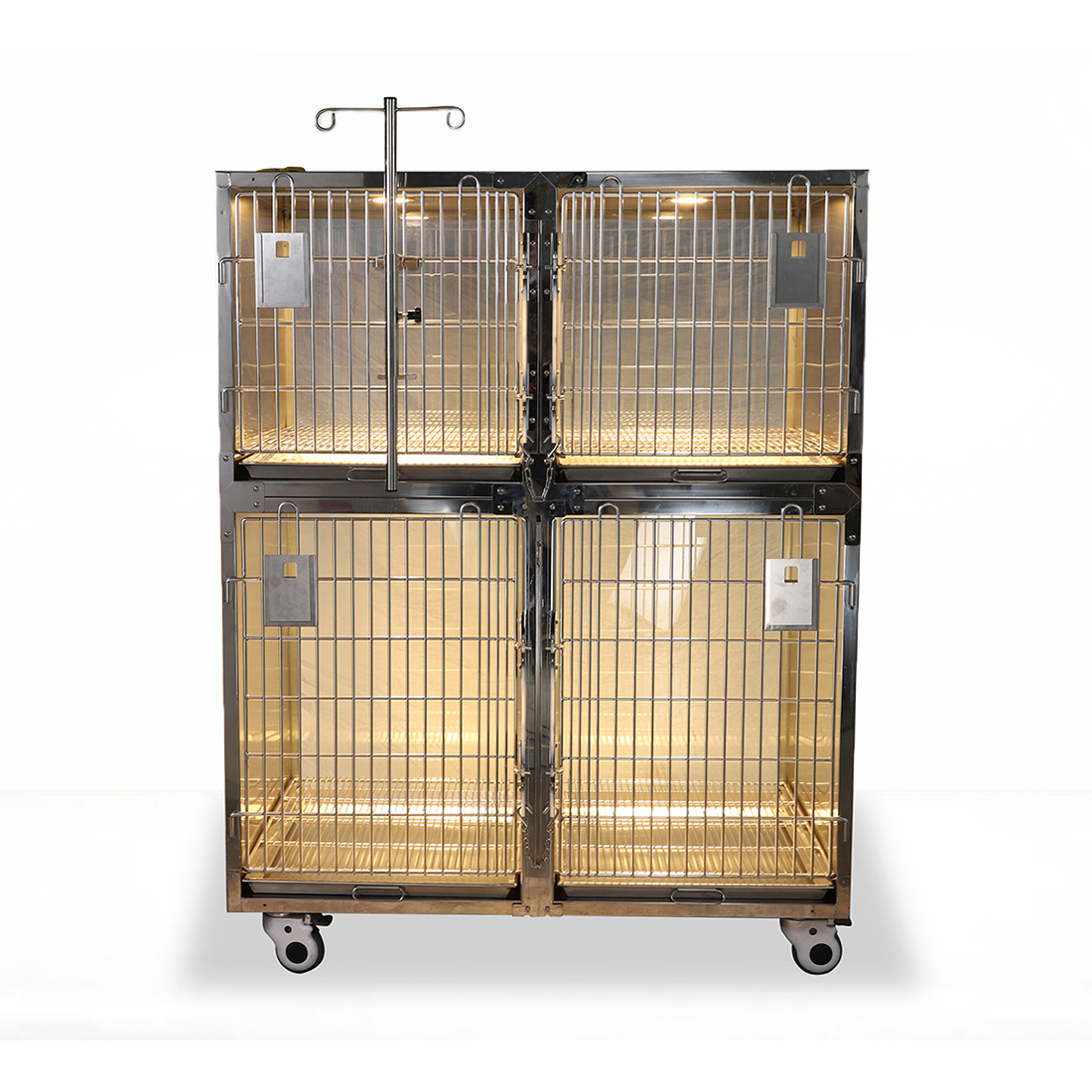 veterinary stainless GLASS BACK CAGE