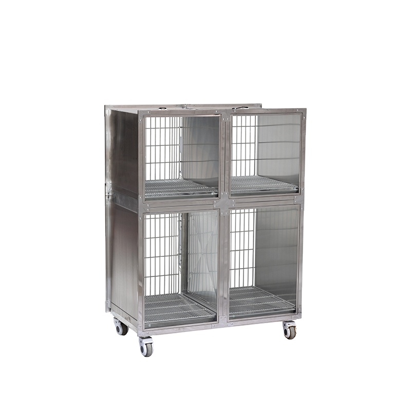 veterinary stainless GLASS BACK CAGE