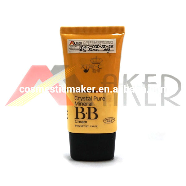 plastic oval cosmetic BB cream tube with screw cap