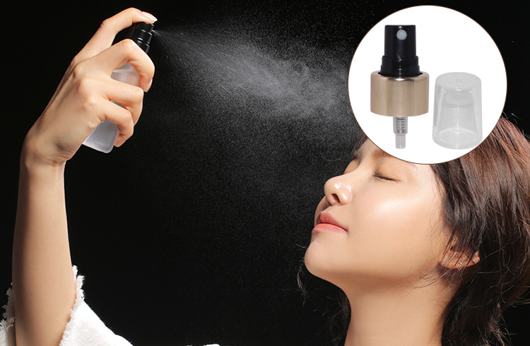 luxury gold aluminum covered plastic fine mist sprayer 24/410 for cosmetic bottles