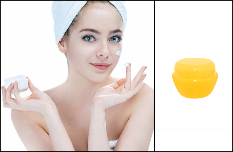 China supplier 5g yellow oval PP plastic cosmetic cream jar with screw cap