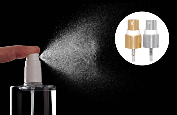 High Quality Perfume Gold aluminum Covered 18/410 Plastic Fine Mist Sprayer With Metal Collar