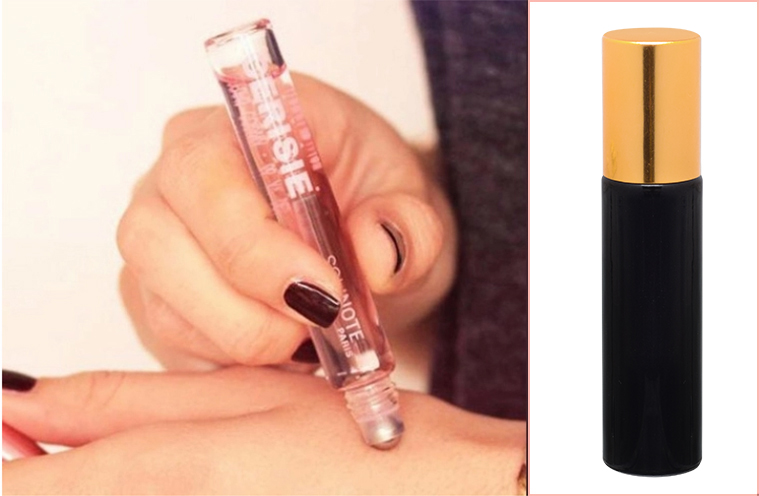 Wholesale round black 10ml glass oil perfume roll on bottle with gold color cap