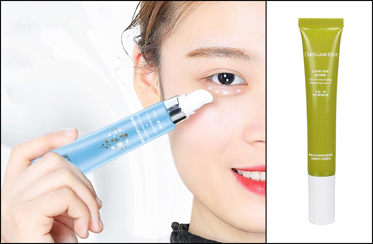 Empty green round 15g cosmetic massage applicator soft eye essence cream tubes packaging with electroplated cap