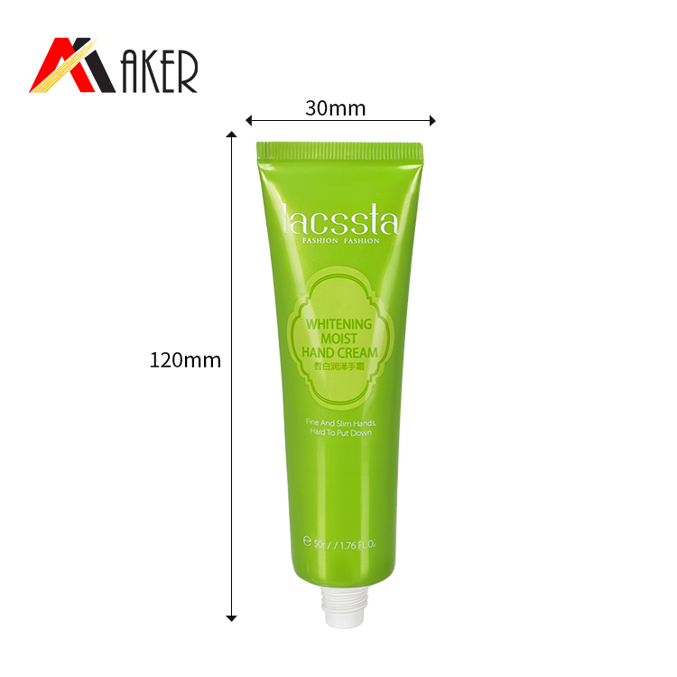 China supplier round soft 60ml light green hand cream composit laminated aluminum squeeze tube with acrylic screw cap