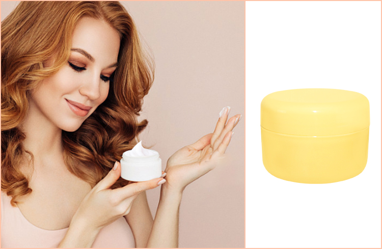 Small MOQ PP 100g yellow round plastic cosmetic packaging cream jar with screw cap
