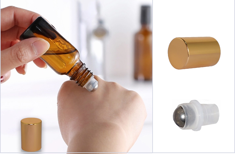 China factory 16mm gold aluminum covered screw cap stainless steel ball for roll on glass bottle
