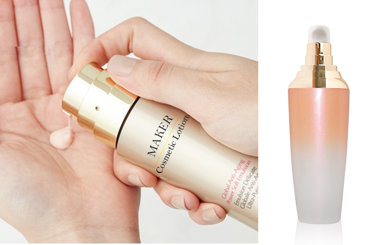 Retail contrast pearl color oval 30g 50g 100g 120g cosmetic glass lotion bottle with gold cream pump