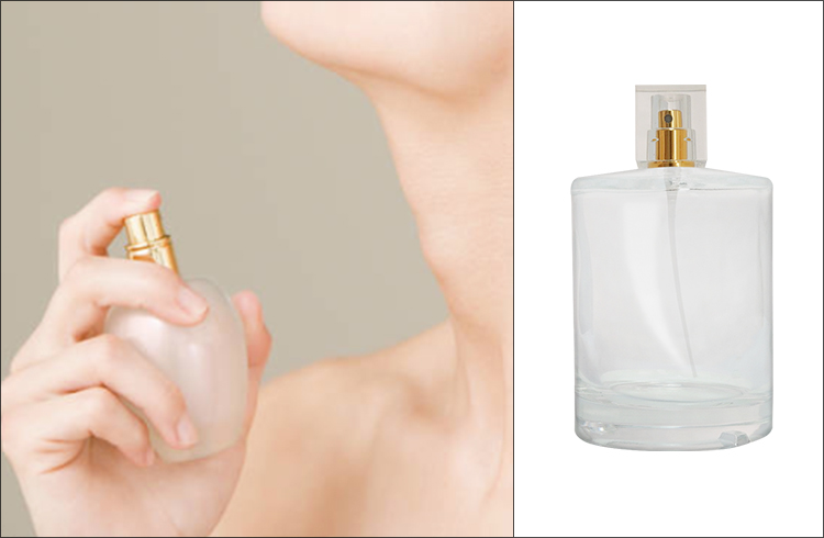 China factory empty 100ml clear cylinder glass perfume bottle packaging with gold aluminum sprayer