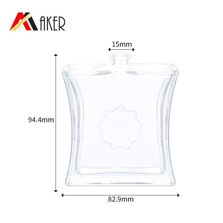 Luxury empty 100ml special shape clear crystal perfume glass bottle with gold aluminum sprayer acrylic cap