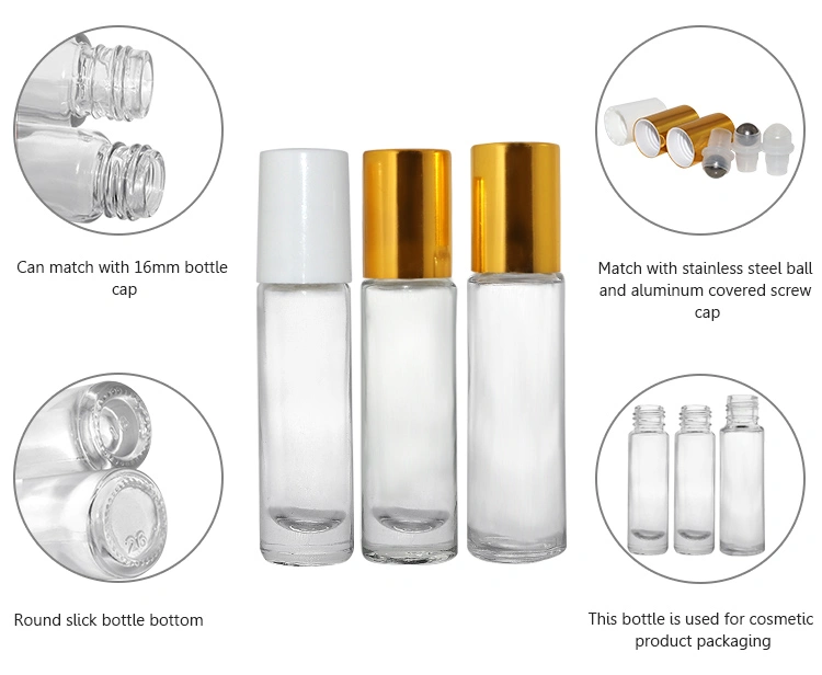 Empty mini size perfume bottle roll on 8ml glass bottle with gold color cap