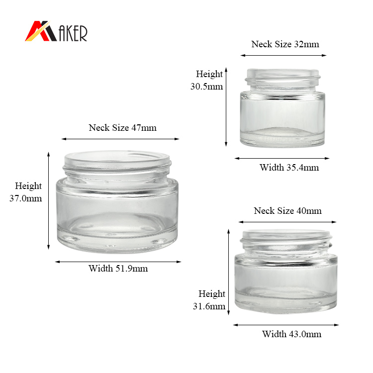 Mini size empety clear 9ml 10ml 20ml cosmetic glass jar with black screw cap