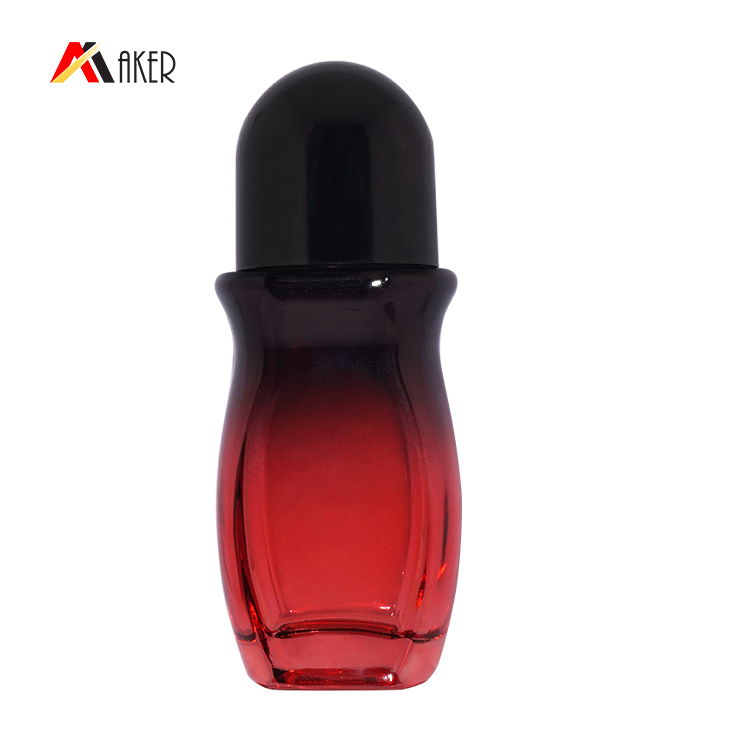 Body shape clear glass roll on bottle 50 ml with plastic roller