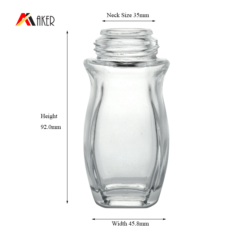 Body shape clear glass roll on bottle 50 ml with plastic roller