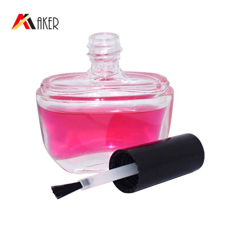 18ml oval wholesale empty nail polish glass bottle with black plastic cap