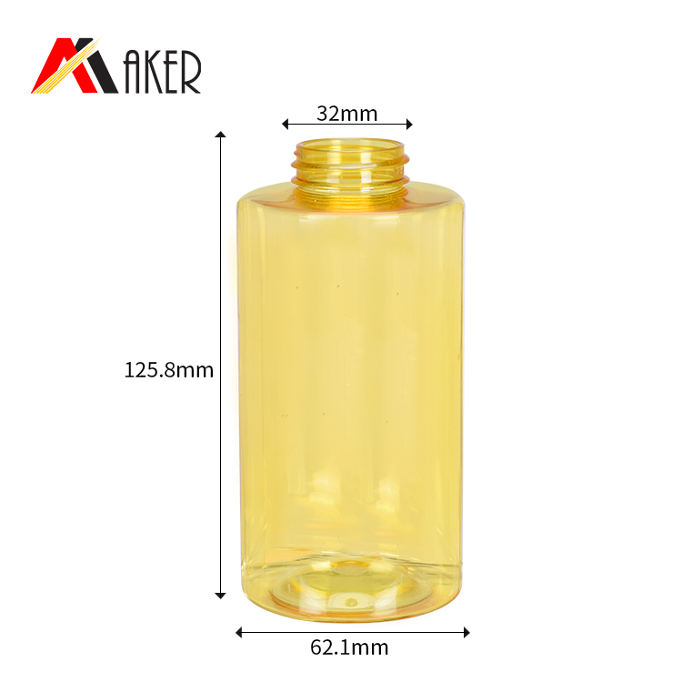 2020 newest empty cylinder 300ml PET plastic cosmetic makeup remover bottle with flip top pump.jpg