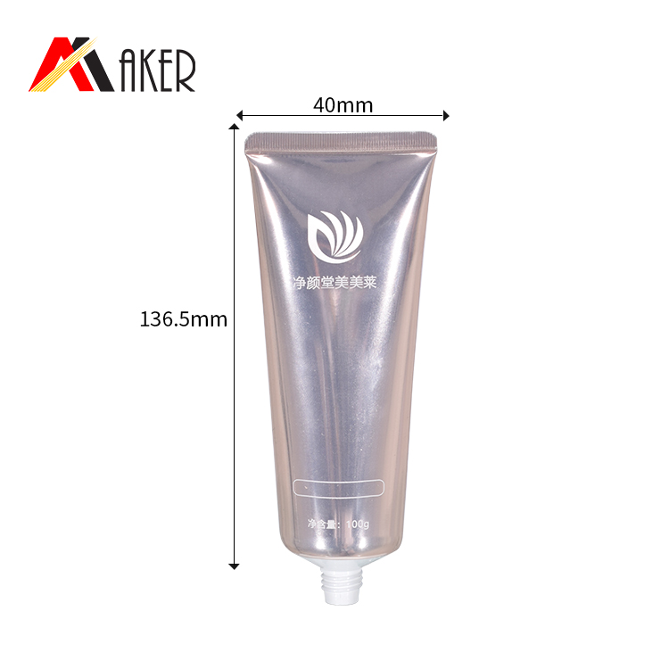 Luxury round 100ml cosmetic hand cream silver aluminum laminate ABL tube packaging with screw cap.jpg