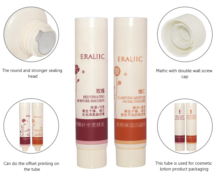 Empty 15g LDPE cosmetic lotion facial cleanser packaging tube with screw cap