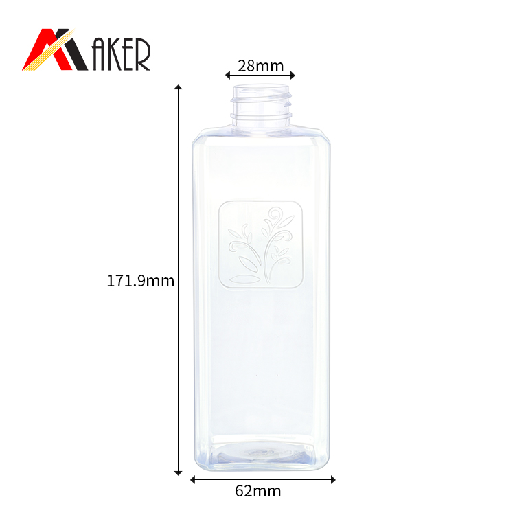 2020 new arrivals square clear 500ml PET plastic cosmetic shower gel body wash bottle with lotion pump.jpg