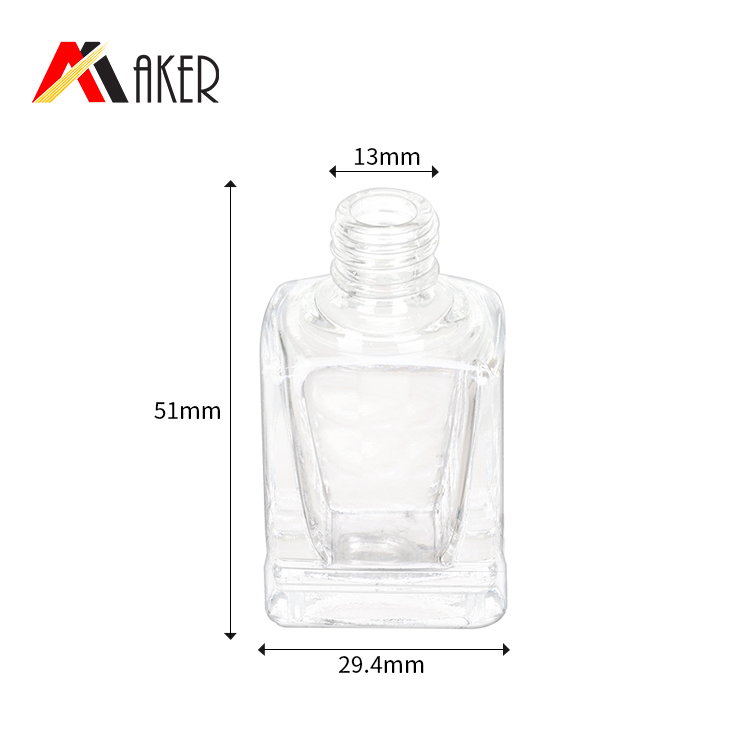 New arrival square clear 10ml cosmetic glass nail polish bottle with brush.jpg