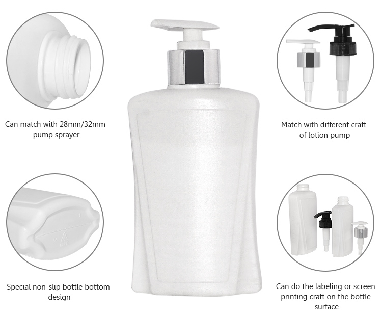250ml hot sale empty HDPE plastic shampoo lotion bottle with lotion pump
