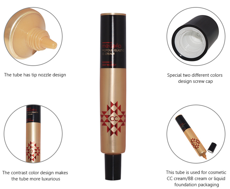 50ml Aluminum round composite cosmetic cc cream tube packaging