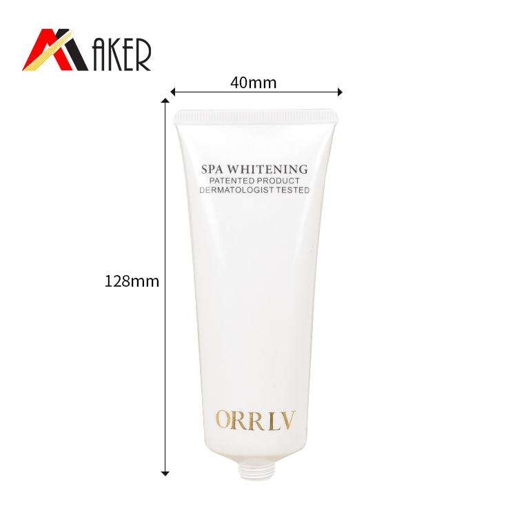 Empty round white 100ml cosmetic LDPE plastic face wash cream tube packaging with flip top cap.jpg