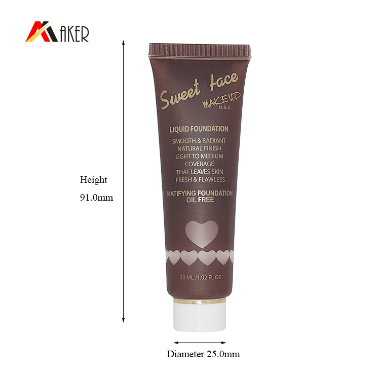 25ml Soft touch cosmetic BB cream liquid foundation tube packaging with screw cap