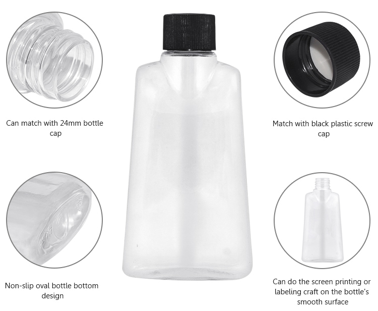Empty PET plastic bottle for mouthwash packaging with screw cap