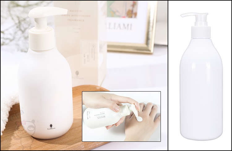 Empty white 500ml boston round PET plastic cosmetic lotion bottle with lotion pump.jpg