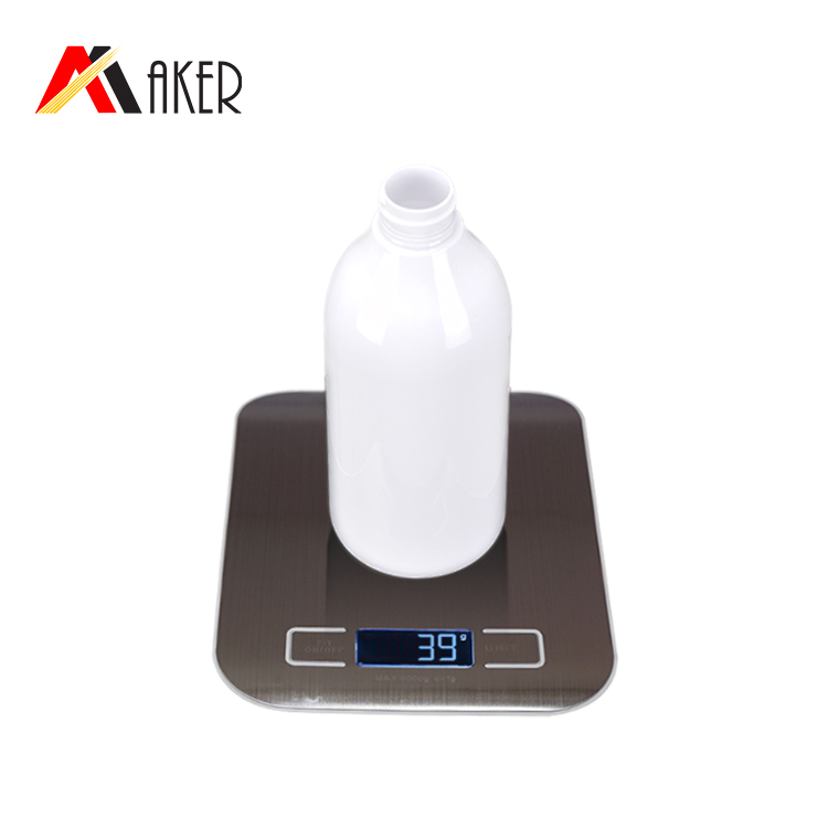 Empty white 500ml boston round PET plastic cosmetic lotion bottle with lotion pump.jpg