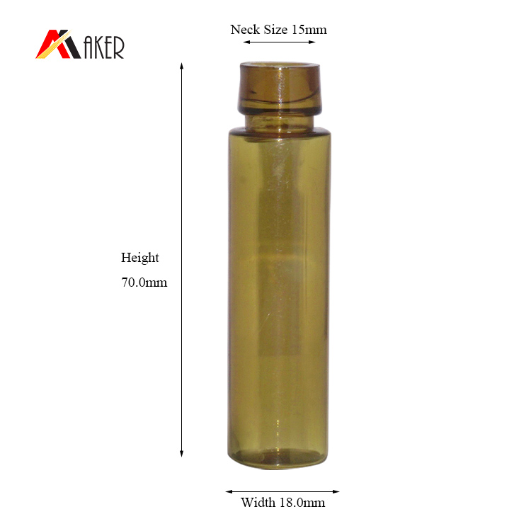 Empety10ml PETG amber snap plastic cosmetic serum bottle with rubber seal
