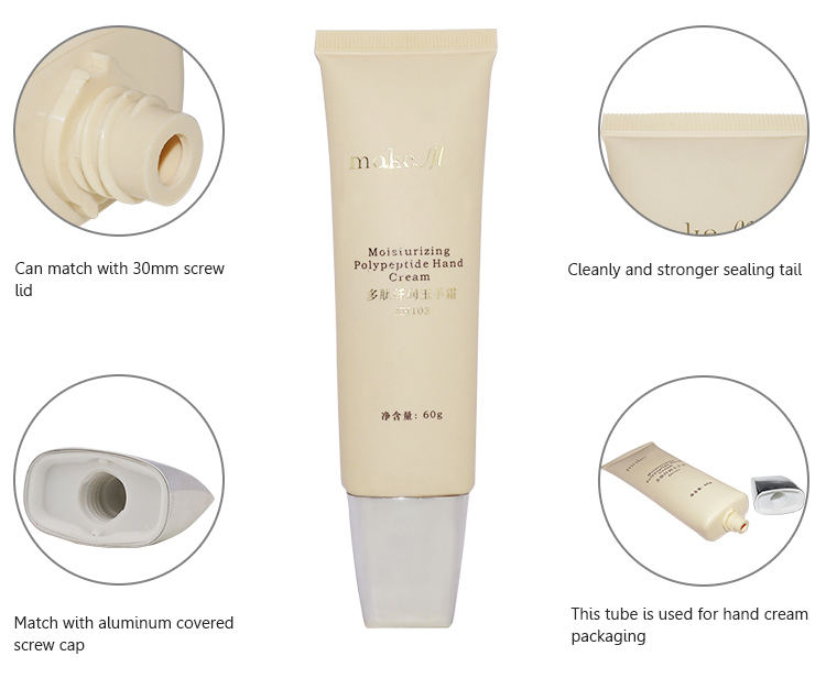 High quality soft touch oval cosmetic hand cream tube 50 ml with screw cap