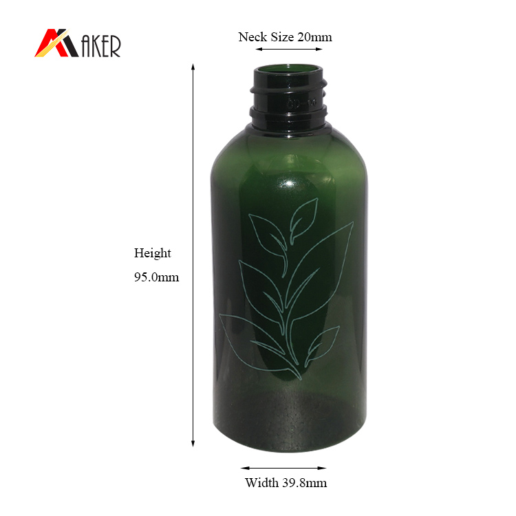 Eco-friendly 80ml sime-green PET plastic cosmetic facial cleanser bottle with disc cap