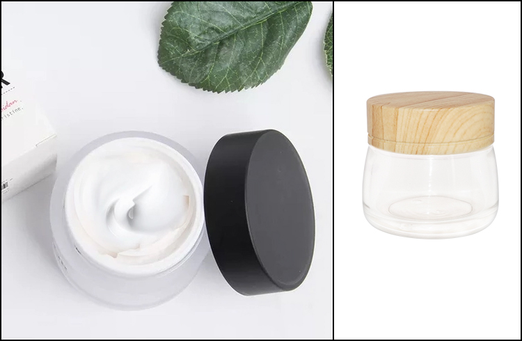 Empty luxury clear 120ml round cosmetic glass face cream jar with screw cap.jpg