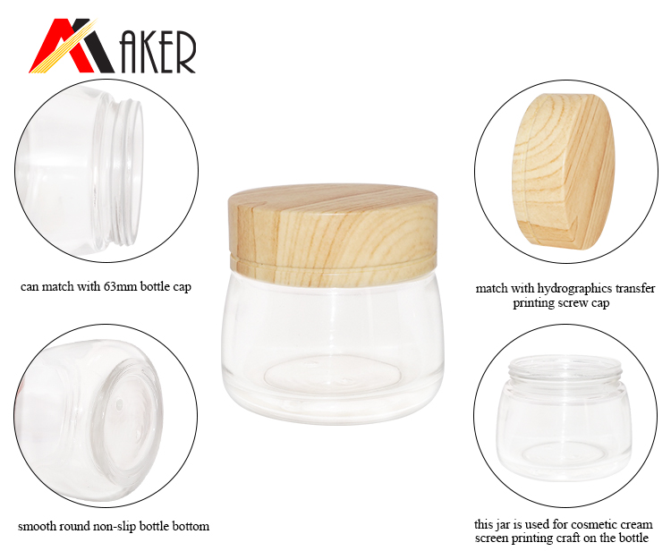 Empty luxury clear 120ml round cosmetic glass face cream jar with screw cap.jpg