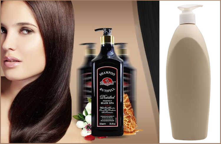 600ml Solid gray HDPE plastic shampoo bottle packing with white lotion pump