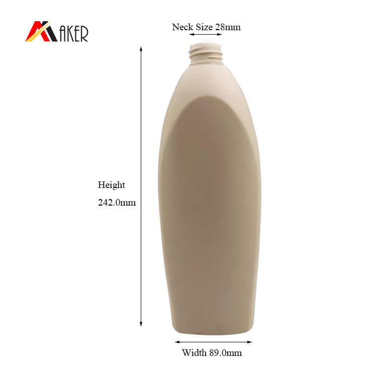 600ml Solid gray HDPE plastic shampoo bottle packing with white lotion pump