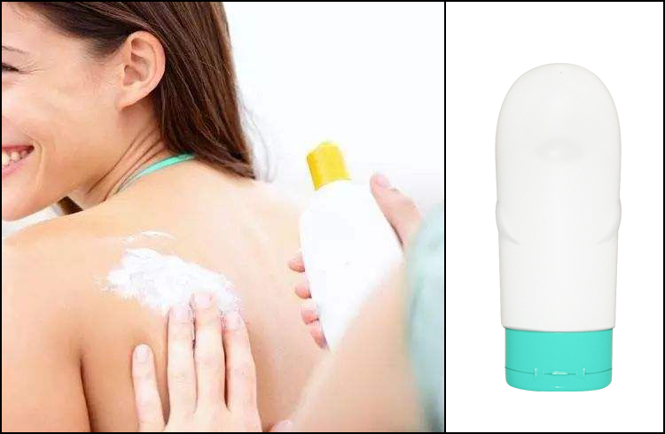 Unique oval white 130ml empty PE plastic cosmetic sunscreen lotion bottle with flip top cap and inner plug.jpg