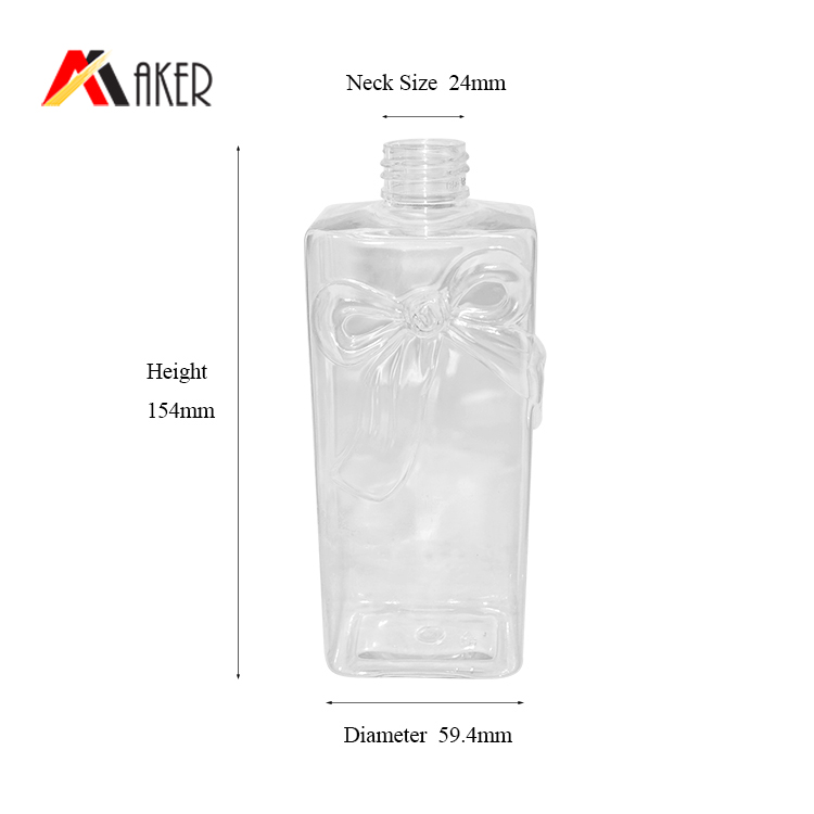 Factory wholesale empty 300ml clear square plastic PET cosmetic bottle for lotion/facial toner with flip top cap