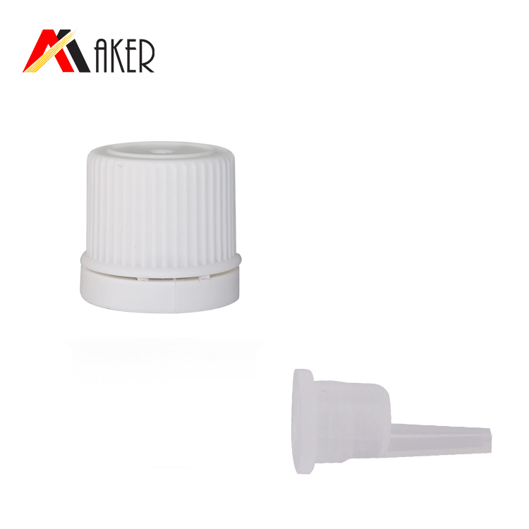 Factory supplier white plastic ribbed tamper proof screw cap and plastic orifice reducer for glass essential oil bottle.jpg