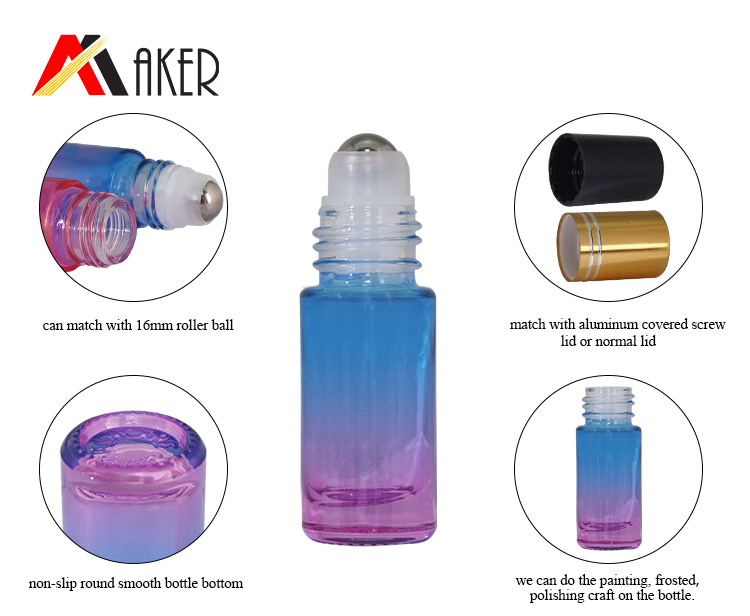 Manufacturer empty square colorful mini 5ml body deodorant glass roll on bottle.jpg