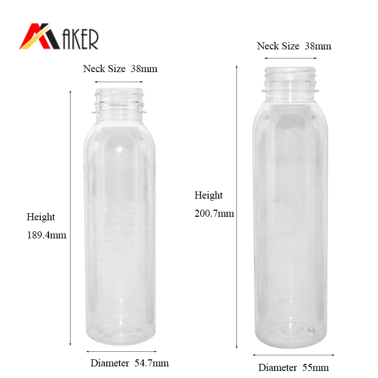 wholesale Boston round shape plastic 350ml PET beverage bottle drinking water bottles with black and white pp cap